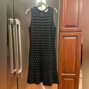 Michael Kors Black Textured Sleeveless Midi Dress